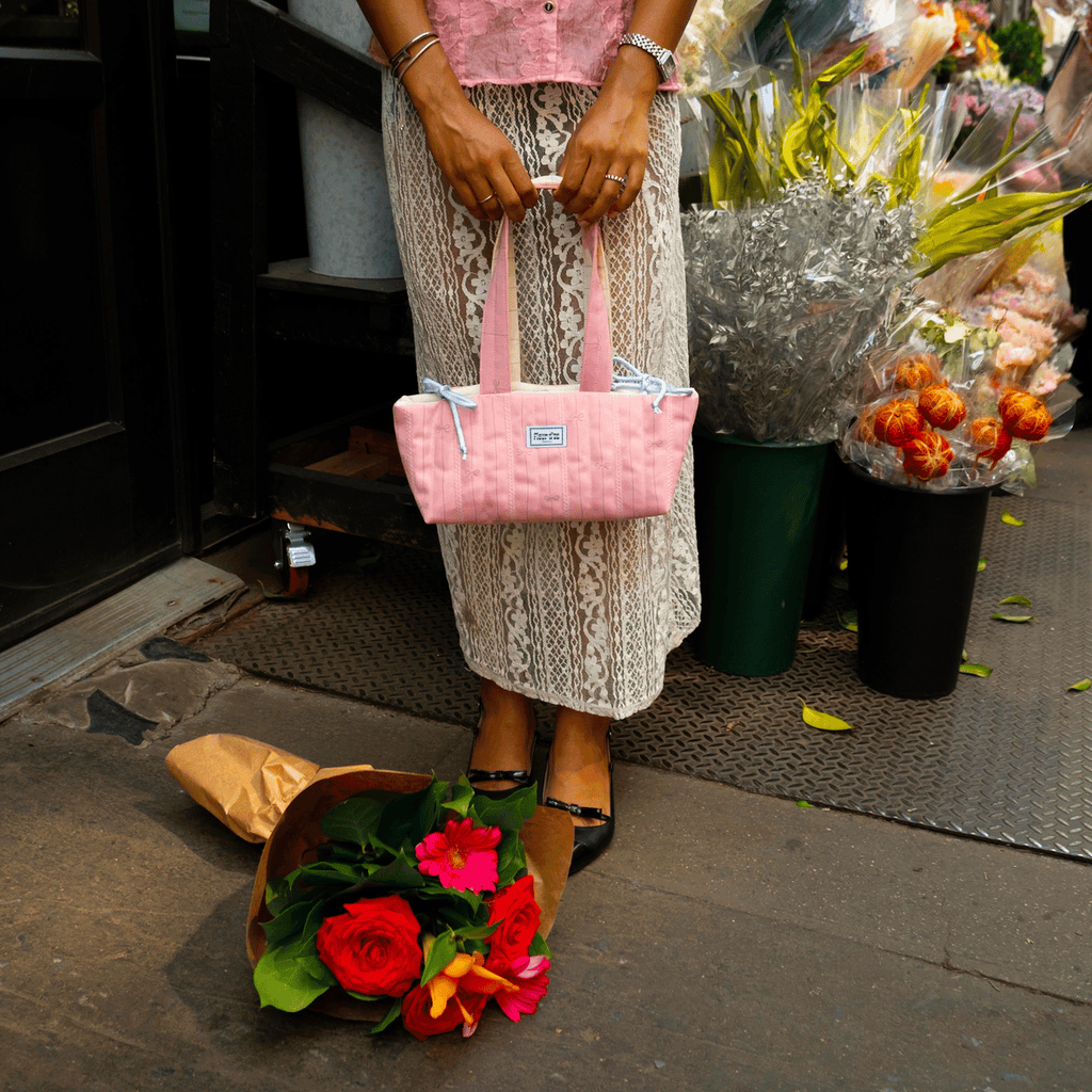 The Quilted Ballerina Bow Baguette - Bubblegum Pink & Baby Blue