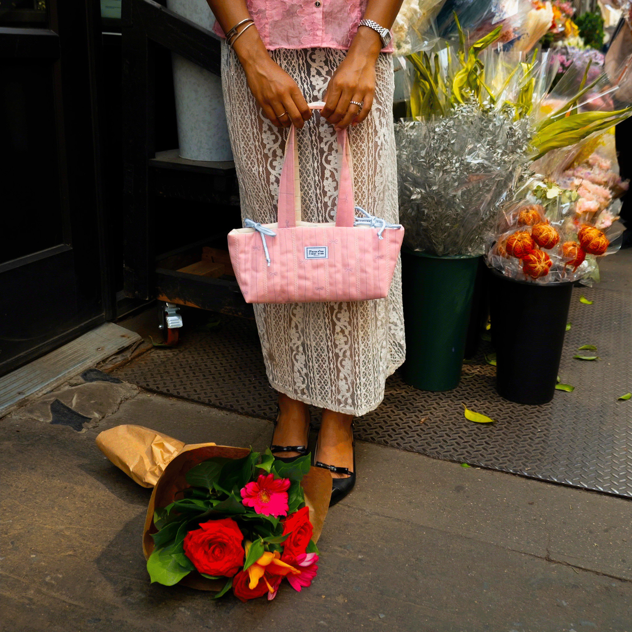 The Quilted Ballerina Bow Baguette - Bubblegum Pink & Baby Blue