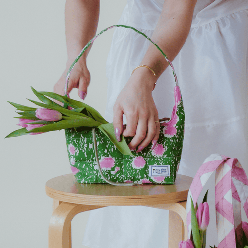The Petey Purse in Scribble Flower - Watermelon