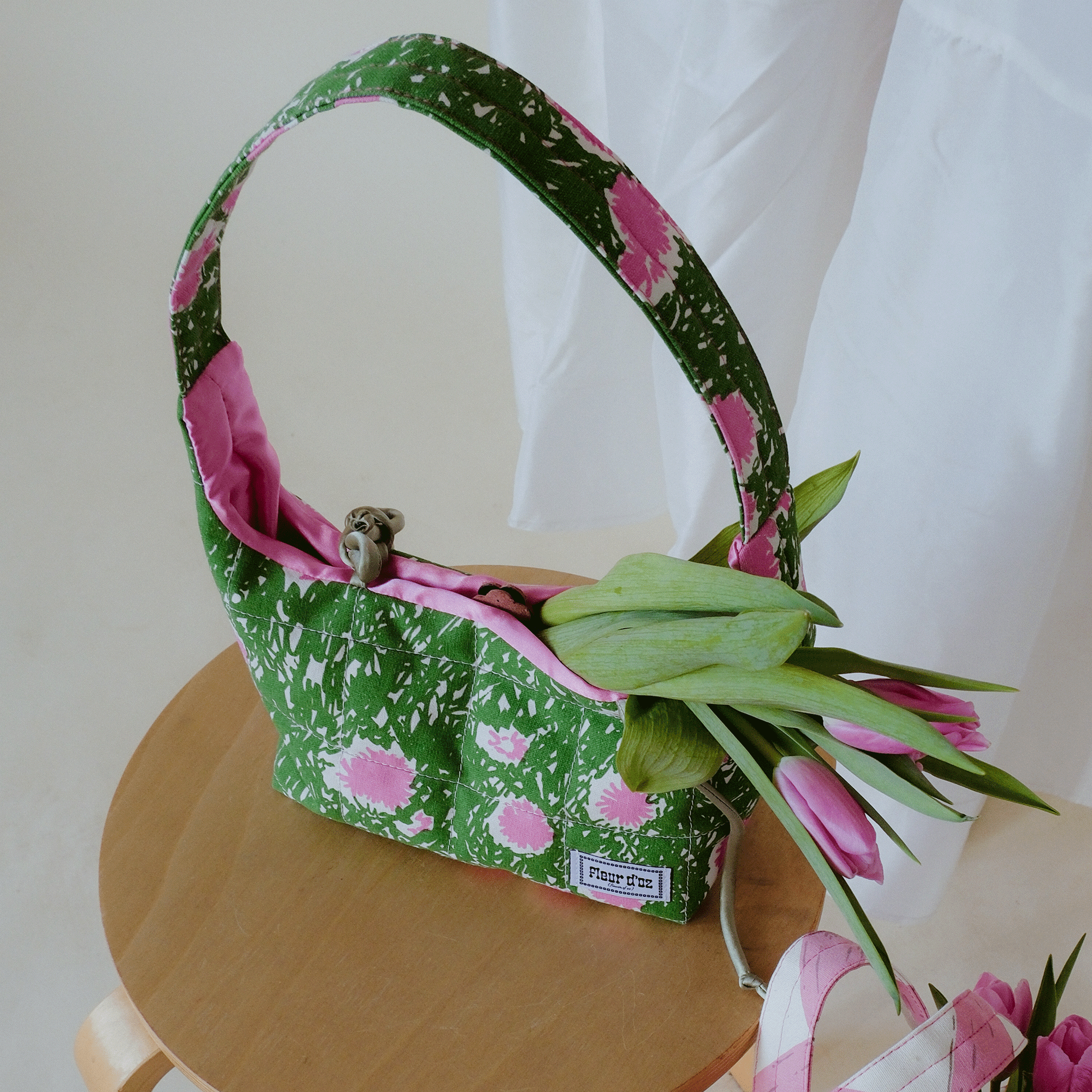 The Petey Purse in Scribble Flower - Watermelon