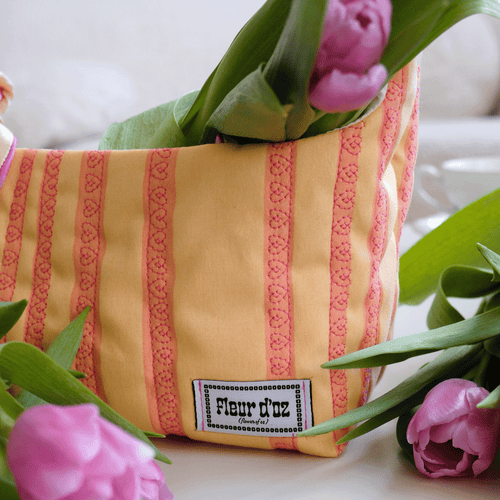 The Petey Purse in Hearts & Stripes - Tangerine